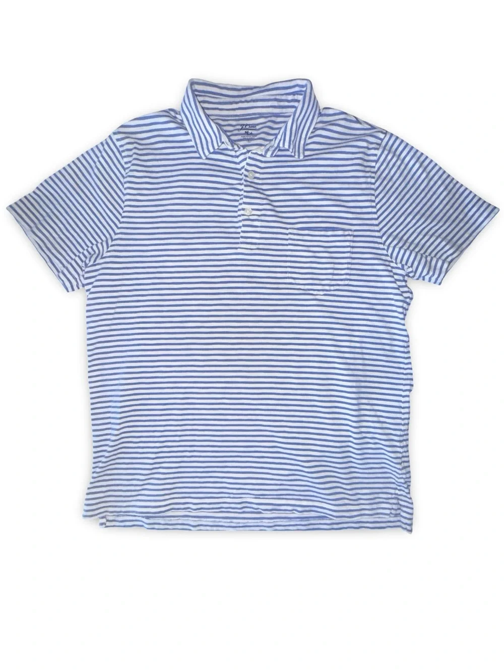 J.Crew white and blue striped cotton polo shirt in Men’s size Large
